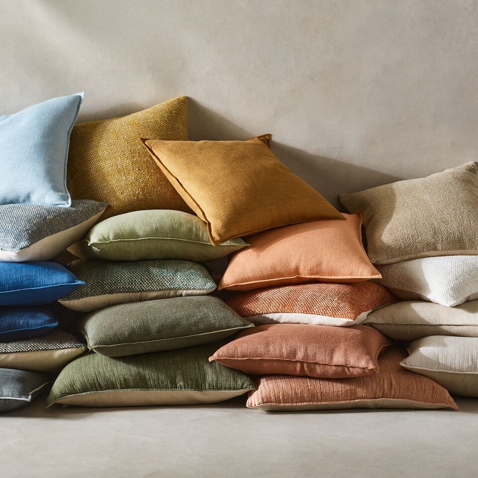 Two Tone Chunky Linen Cushion Cover West Elm Australia